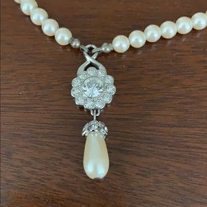 Pearl drop formal or wedding necklace and earrings